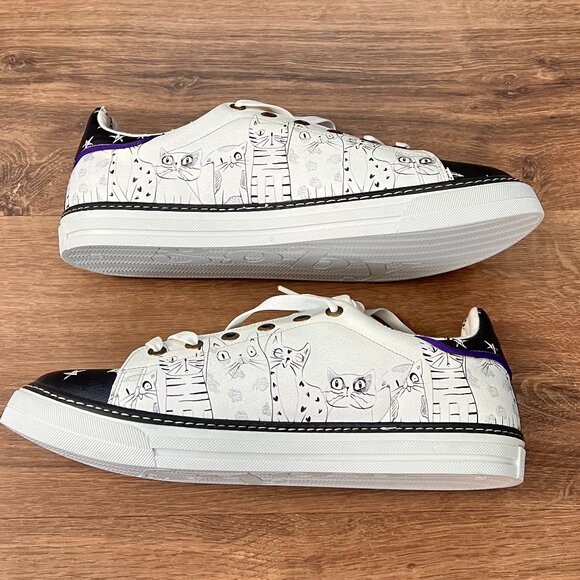 NWOT Goby Cat Lace Up White Black Sneakers Sz 42 (11.5) - Picture 9 of 16